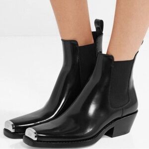 Calvin Klein Black Ankle Boots with Silver Accents
